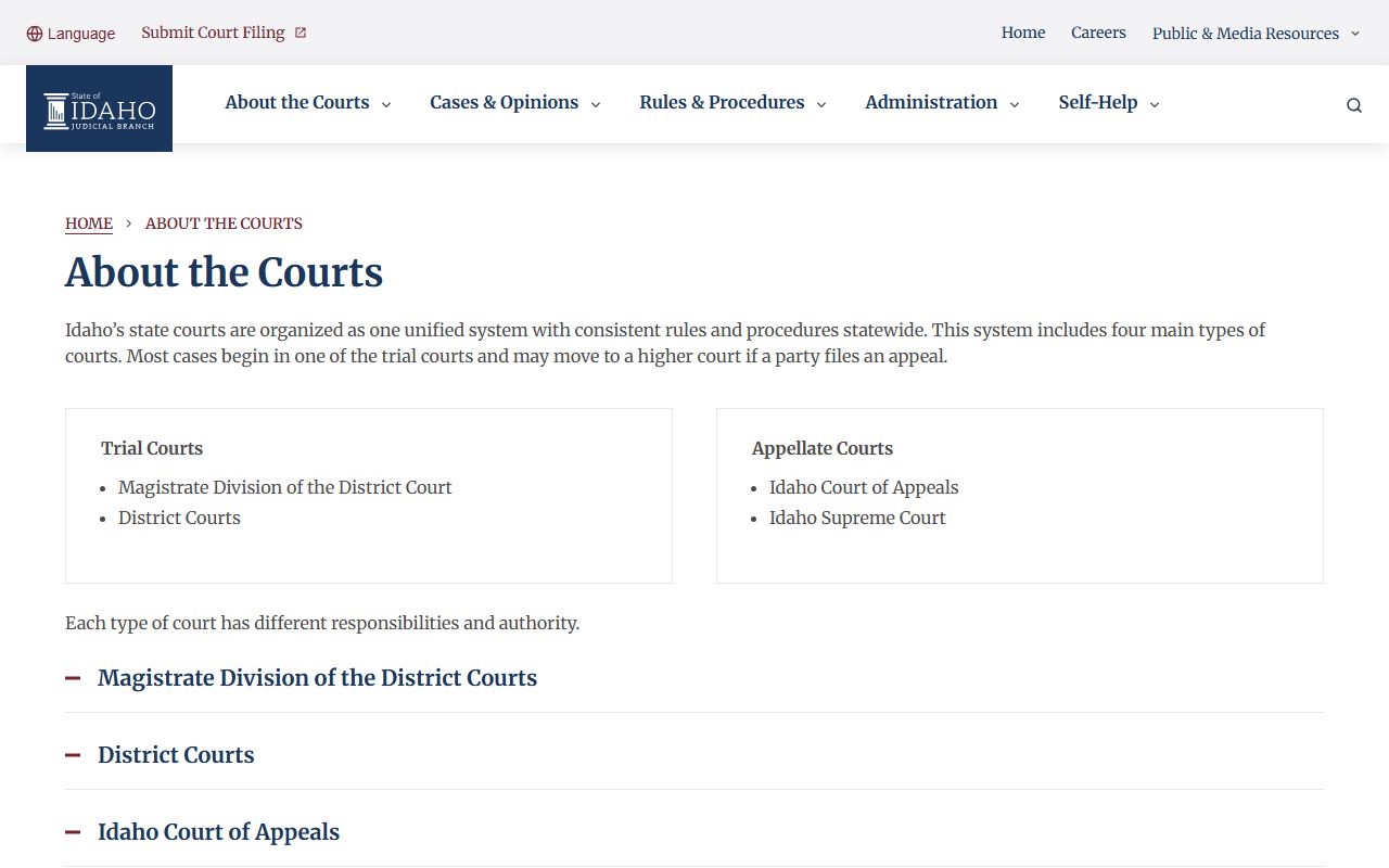 Jerome County Court Idaho court structure records