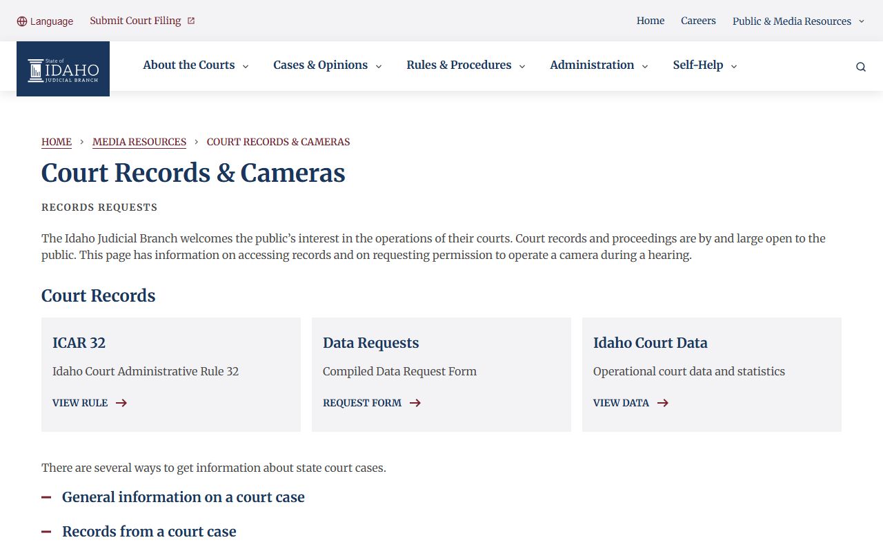 Jerome County Court records Idaho access rules