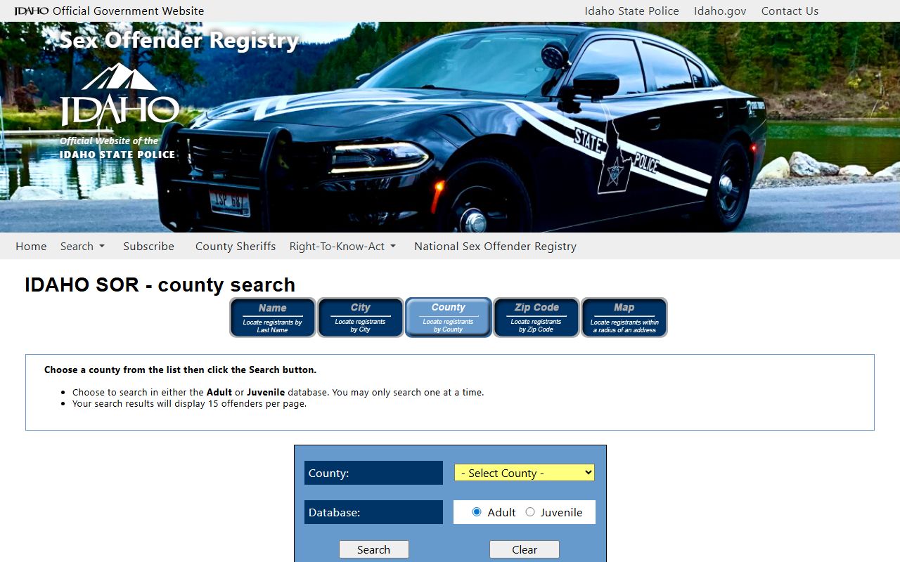 Jerome County inmate records Idaho sex offender county search