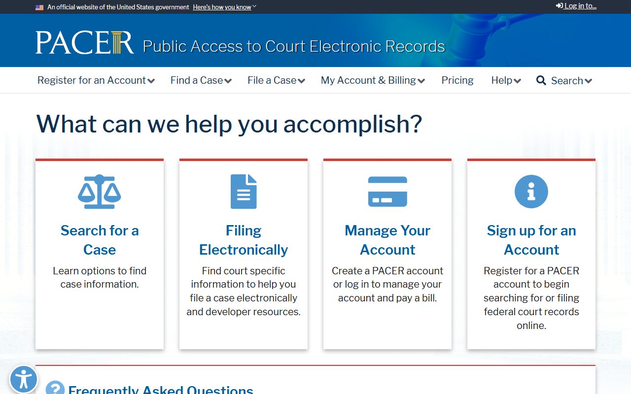 PACER federal court records website